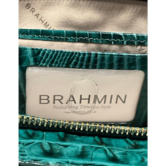 NWT Brahmin Cleo Peacock Melbourne Croc Embossed Crossbody / COA - Picture 5 of 9